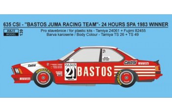 Decal – BMW 635 CSi  „Bastos Juma Racing“ - 1983 – 24h Spa Winner